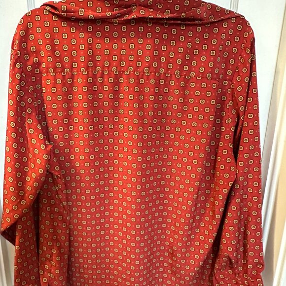 Evan-Picone Petites: Red Collared Button Down with Geometric Print VINTAGE-12 - Picture 4 of 4